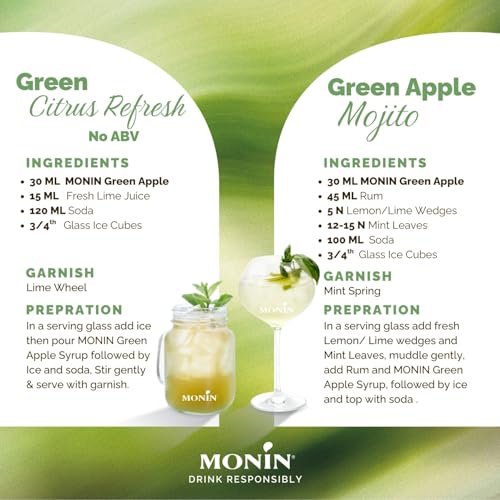 Image of Monin Green Apple Syrup|Cocktails and Mocktails |Pack of 1 (250 ml)