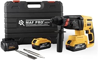 20V Cordless Rotary Hammer Drill with 4 Modes – Drilling, Hammering, Chiselling & Angle Adjust. SDS-Plus, Safety Clutch. For Concrete, Brick, Wood & Metal.