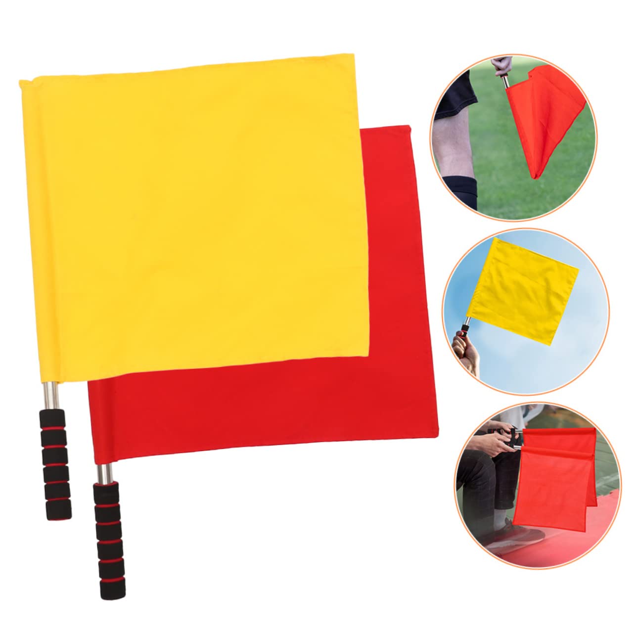 BESPORTBLE Lot de 2 drapeaux de signalisation en acier inoxydable pour événements sportifs, équipement d'arbitre de volleyball