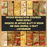  Vintage Weihnachten Scrapbook Papier doppelt einseitig 28 antikes Blatt 14 Design für Junk Journal & Craft Lieferungen