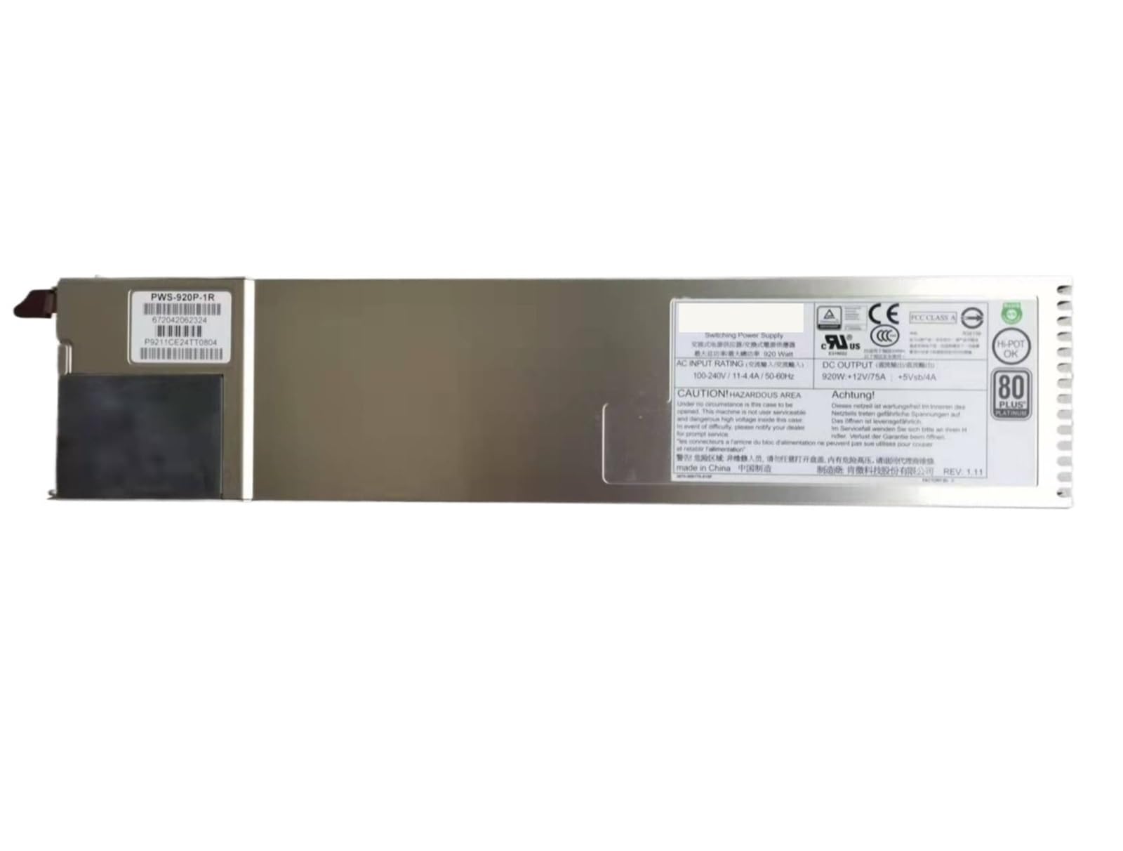 1 pz PWS-920P-1R Alimentatore ridondante 1U 920W Alimentatore ridondante 1U for PSU del server