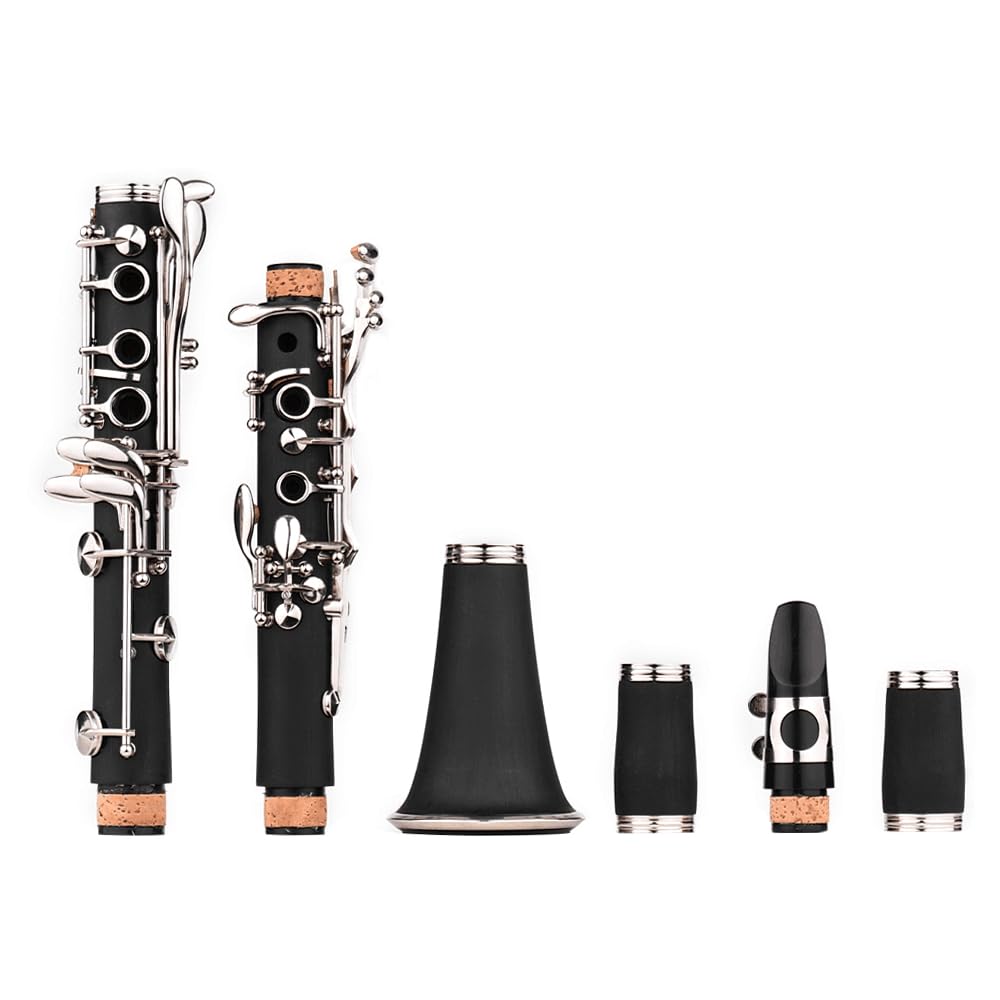 Clarinette ABS - Plate B, 17 clés soprano - Binoculaire - Avec chiffon de nettoyage, gants, 10 feuilles - Pour tournevis Reed Case - Instrument à vent en bois