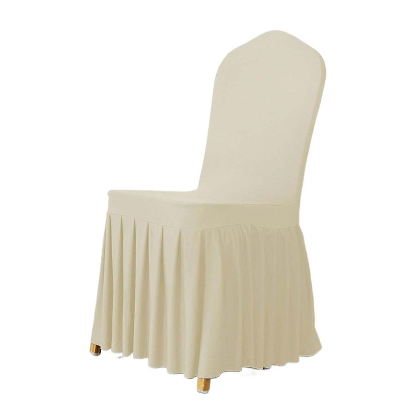 Hussen für Stühle 50/100 Stück Plissee-Rock-Stuhlhussen Spandex Party Hochzeiten Bankett Polyester Stuhlhusse Hotel Home Decor Hochzeit Stuhlhussen(Beige White,50Pcs)