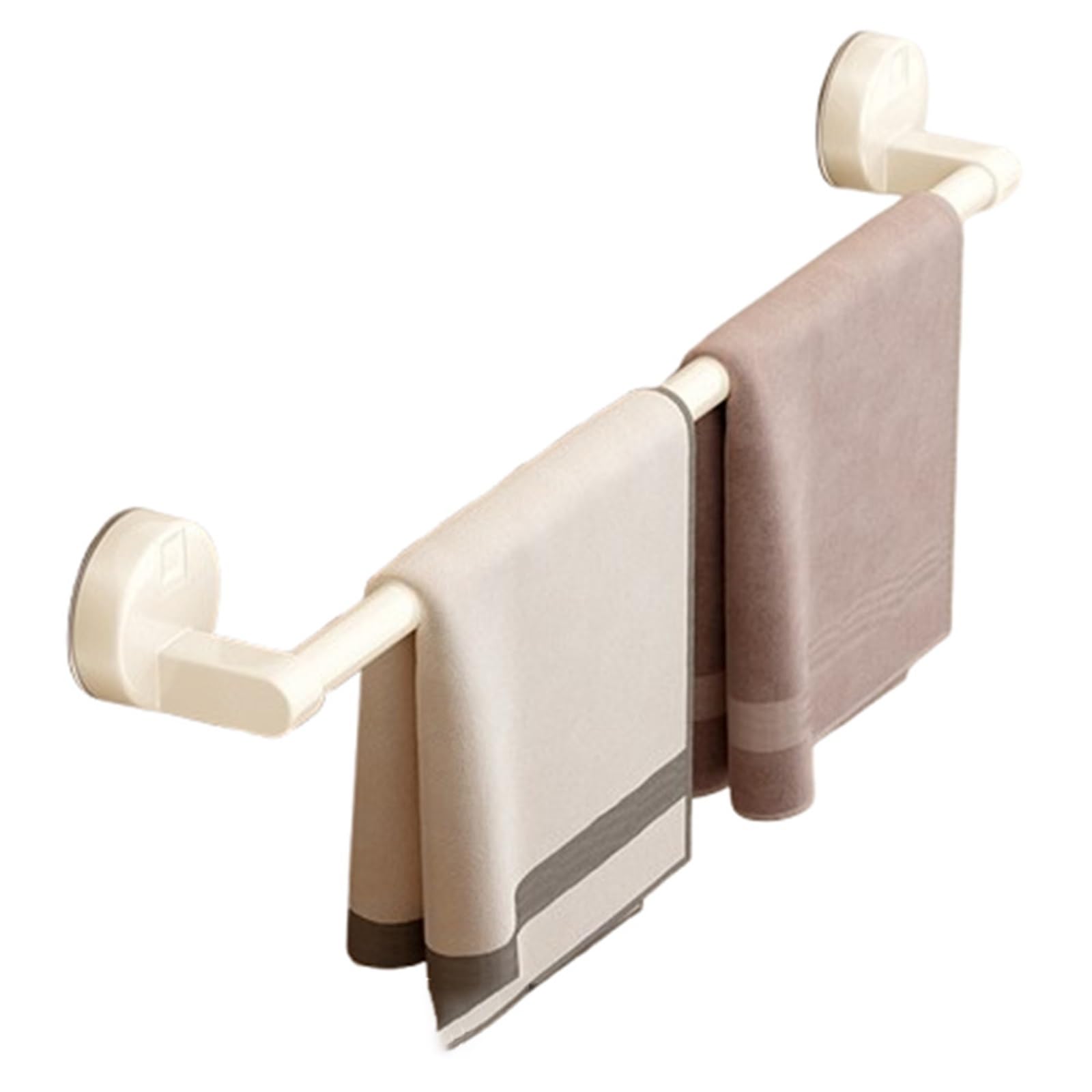 Towel Bar Towel Rack Single/Double Rod Suction Cup Strong Adsorption Non-punching Toilet Towel Rod Drain Wall Mounted Aluminum Towel Bar(30cmBeigeSingle Rod)