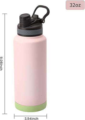 Miniatura 6 de Botella de agua deportiva aislada de 32 onzas con pajilla, termo de agua de acero inoxidable al vacío con asa, taza de agua térmica de metal con