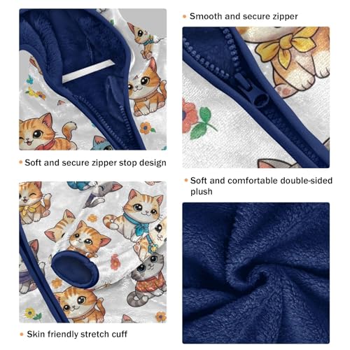 CHIFIGNO Cute Cats Boys Comfy Thick Sweatshirt Jacket with Polar Fleece Lining 3T3