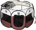 Dotala PET Portable Foldable Pet Dog Cat Playpen Crates Kennel/Premium 600D Oxford Cloth,Removable Zipper Top, Indoor and Outdoor Use (Brown)