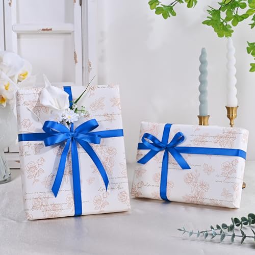 Image of Double Face Royal Blue Satin Ribbon 1 /2 inch X 50 Yards Polyester Royal Blue Ribbon for Gift Wrapping Very Suitable for Weddings Party Invitation Decorations and More