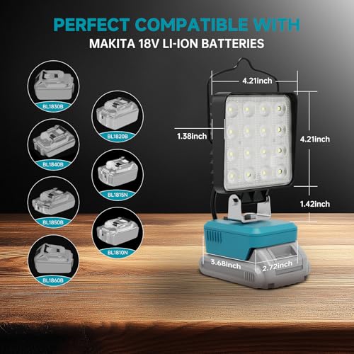 Image of 2 PCS LED Work Light for Makita 18V Battery,Battery Light for Makita 18v Tools Portable Outdoors Flood Lighting