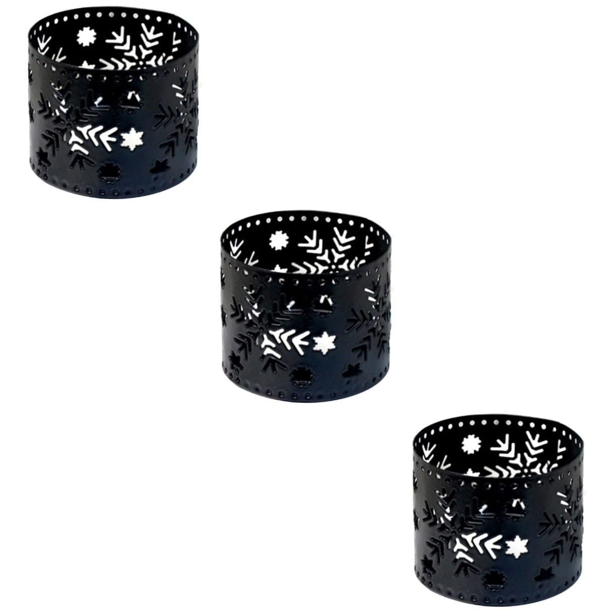 NOLITOY 3pcs Iron Hollow Christmas Candle Holders Black Snowflake Decorations Desktop Pen Holder Home Office Decor