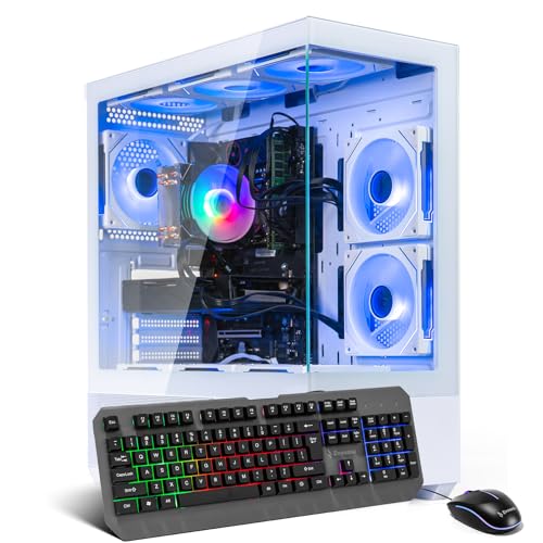 Image of Gaming PC Computer Desktop - i7 Xeon E5 3.20GHz, RTX 3050, 16GB RAM, 512GB SSD + 1TB HDD, WiFi 6 & BT 5.4, 9x ARGB Fans, Windows 11 Pro, High-Performance White Gaming Tower VR Ready