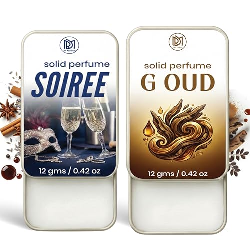 Image of Dr.Mashur Solid Perfume |Soiree&G oud Alcohol Free Wax Perfume Balm, Long Lasting | Pocket Tin 12g, Pack Of 2| Non Greasy Smooth Glide, Travel Friendly Men And Women