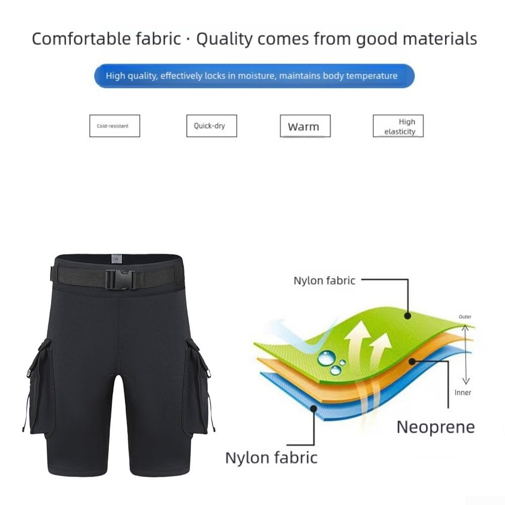 Pantalones cortos de neopreno para buceo, pantalones de surf con bolsillos, almacenamiento de buceo, pantalones cortos de esnórquel para hombre, pantalones de neopreno para buceo, remo en la