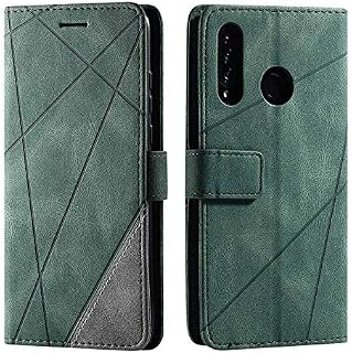 Huawei P30 Lite Case, SONWO Premium Leather Flip Wallet Case Magnetic Closure Card Slots Kickstand Phone Case for Huawei P30 Lite, Green