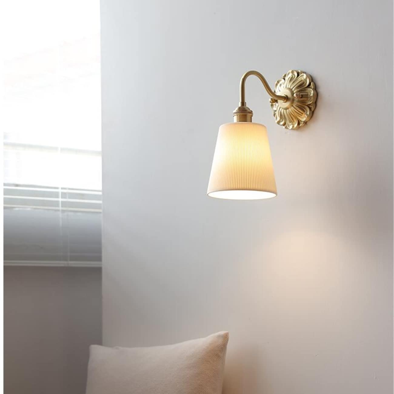 KBUUKYYXouy Wall Lights for Bedroom Industrial Gooseneck Brass Wall Sconces Ceramic Shade Indoor Wall Mounted Lamp Fixture,E(A)