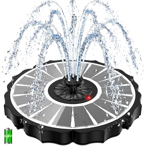 Yzert Solar Fountain with 2000mAh Battery & Innovative Indicator Works in Cloudy Day, 3.5W 2026 Glass Solar Water Fountain Pump Flower Shape with 7 Nozzles for Bird Baths, Ponds, Outdoors (White)