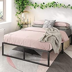 ZINUS Lorelai 36 cm Bastidor de cama de plataforma de metal, Somier de listones de acero, Espacio para guardar cosas bajo la cama, Fácil montaje, 135 x 190 cm, Negro