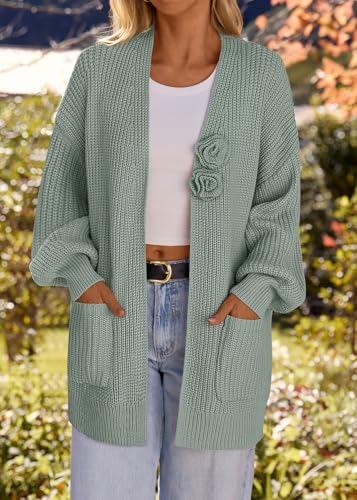 Image of MEROKEETY Long Sleeve Oversized Cardigan Sweaters for Women | Fall Winter Sweaters, Open Front, Chunky Knit, 2026 Casual Work Outerwear with Pockets