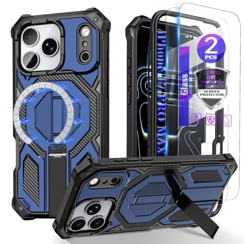 YmhxcY Magnetic for iPhone 17 Pro Max / 18 Pro Max Case with Kickstand-Blue