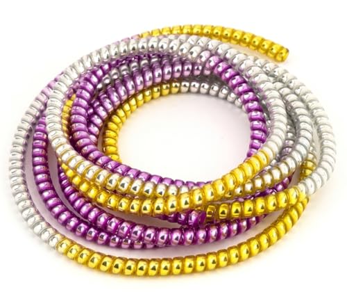 Image of Spiral Cable Protector, 150cm Plastic Cord Organizer for Charging Cables, Headphone and Charger Wire Protection Cover, Universal Device Compatible (Purple-Silver-Golden)