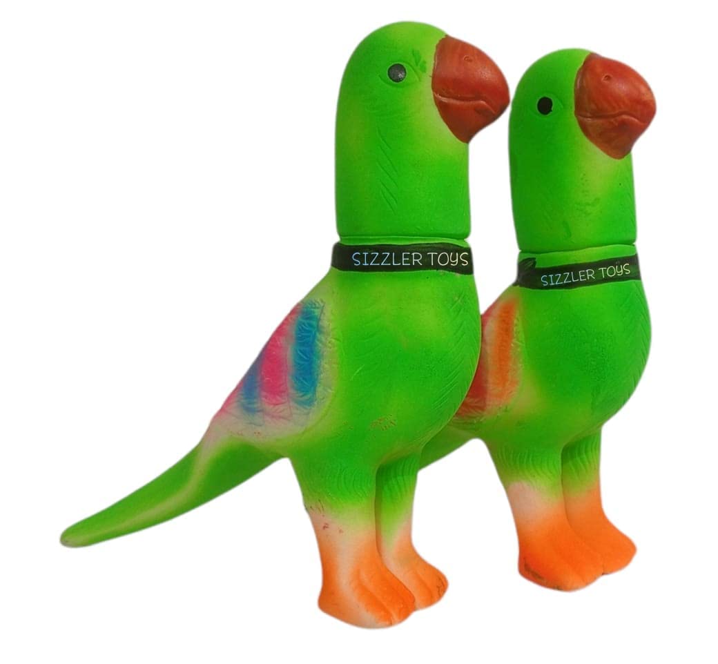 introduceds a Pair of Beautifull Squeezy Parrot with chou chou Sound for Toddler Kids Also Used in Decoration of Home. / Non- Toxic / Green TOTA