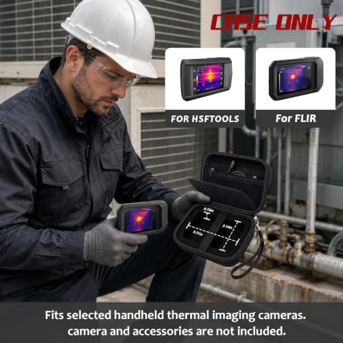 Image of Boobowl Hard Case for HSFTOOLS HF96 / for FLIR C5 Thermal Camera - Shockproof Infrared Camera Carrying Case with DIY Foam & Accessory Pocket for HVAC Technician, Electrician & Field Inspector (Black)