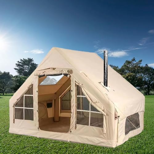 Wasserdichtes aufblasbares Zelt, Oxford-Campingzelt for 4–6 Personen, tragbares aufblasbares Zelt mit Kaminöffnung, integriertem Luft-Aufblaszelt, winddichtes Aufblaszelt for Wandern am Strand Sport & Freizeit