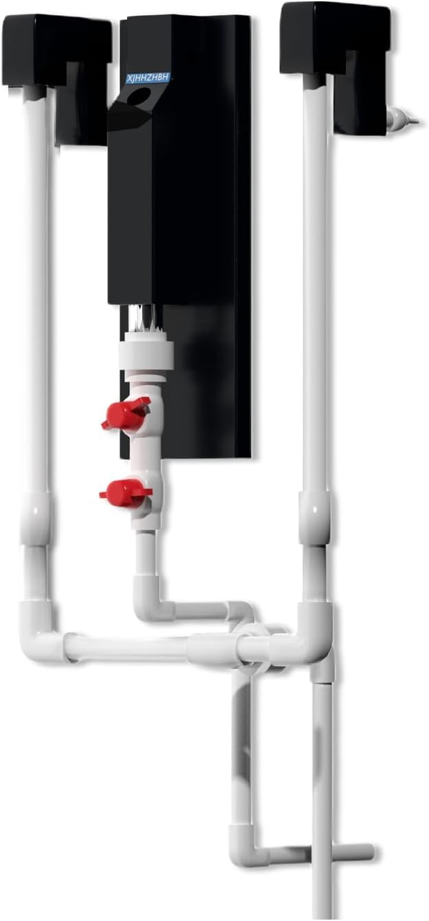 Ultra Slim Aquarium Overflow Box for Rimless Tanks, No-Drill Silent U-Tube Siphon, Dual Inlet Skimmer for Waste & Oil Film, 5000 L/H High Flow, Fits 12–18 inch Aquariums