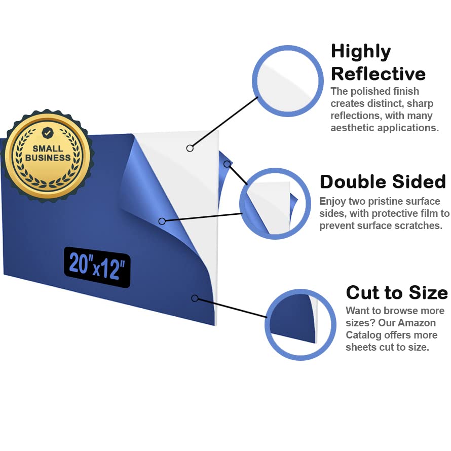 Miniatura 4 de Hoja acrílica blanca de 20 x 12 pulgadas, panel rectangular reflectante de plexiglás de 18 pulgadas de grosor (0.118 in) para manualidades,
