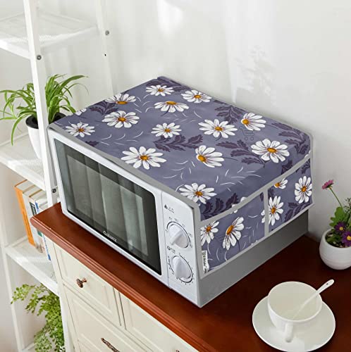 Image of PVC Waterproof 3-Layered Microwave Oven Top Cover with 4 Utility Pockets Suitable for Upto 30 Liter (Color- Gray, Size-36x14 Inches Inches)