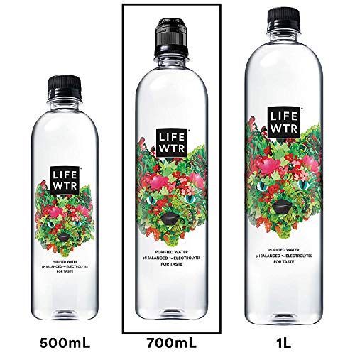 LIFEWTR Premium Purified Water, pH Balanced with Electrolytes for Taste, 23.7 Fl Oz Flip Cap Bottles, 700 mL (45 Count) (45 Count Total)