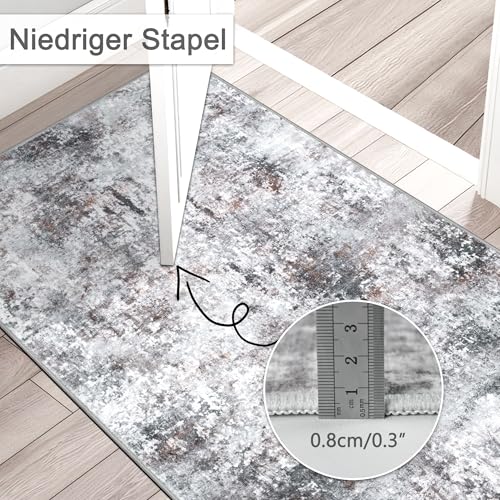 Capslpad Abstrakter Teppich Läufer Flur 80x200cm Waschbar, Rot-grau – Ansicht 3