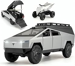 Tesla Cyber Truck Camping Pickup RV with Motorcycle 1:32 Model Car Alloy Metal Pull Back Die-cast Metal Toy car with Openable Doors & Light Music Gifts Toys Kids【Colors as Per Stock】