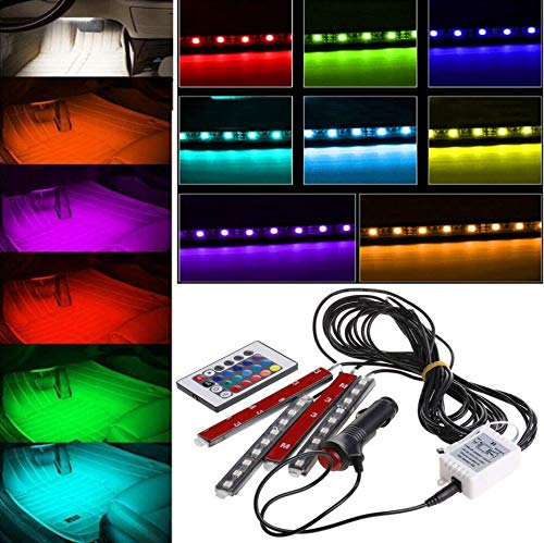 Luces LED coche 12V de piso para interior con tiras RGB y control 2