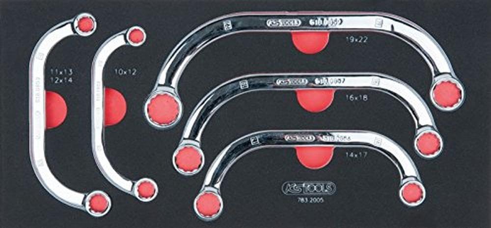 KS Tools 783.2005 - Module de clés polygonales demi-lunes - Pour servantes et établis - Empreinte des outils découpée au laser - Mousse imputrescible - 5 pièces