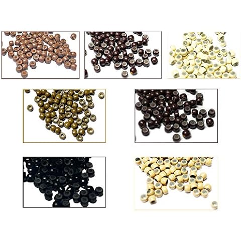 Kiara World 100 Silicone Lined Nano Rings Micro Links Beads for Hair Extensions 3mm (Beige Blonde) Cover