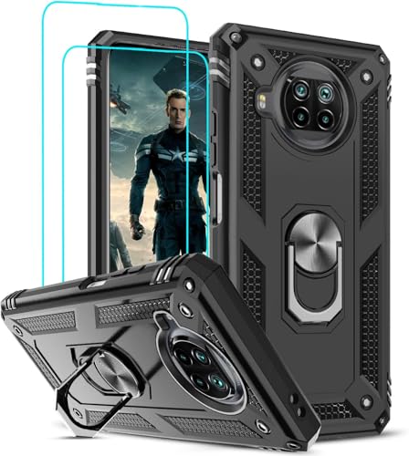 LeYi Cover per Samsung Galaxy A20e con 2 vetro temperato protezione schermo, 360 gradi rotante anello di supporto militare rinforzato difesa antiurto custodia per Samsung Galaxy A20e, colore: Nero