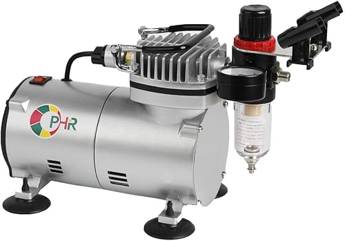Miniatura 2 de OPHIR Compresor de aire 110V PRO con 2 unids aerógrafo pistola pintura para modelo, hobby, decoración de tartas, maquillaje