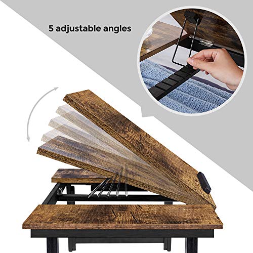 Image of SONGMICS Bed Laptop Desk, Folding Bed Tray, Adjustable Angle and Height | Folding Bed Tray for Laptop up to 15.6 Inches, Portable for Working Reading Writing Breakfast, Drawer, ULLD110B01