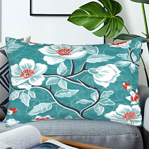 Housse coussin 60x80 cm gris vert fleur rectangulaire lot de 2 - 7