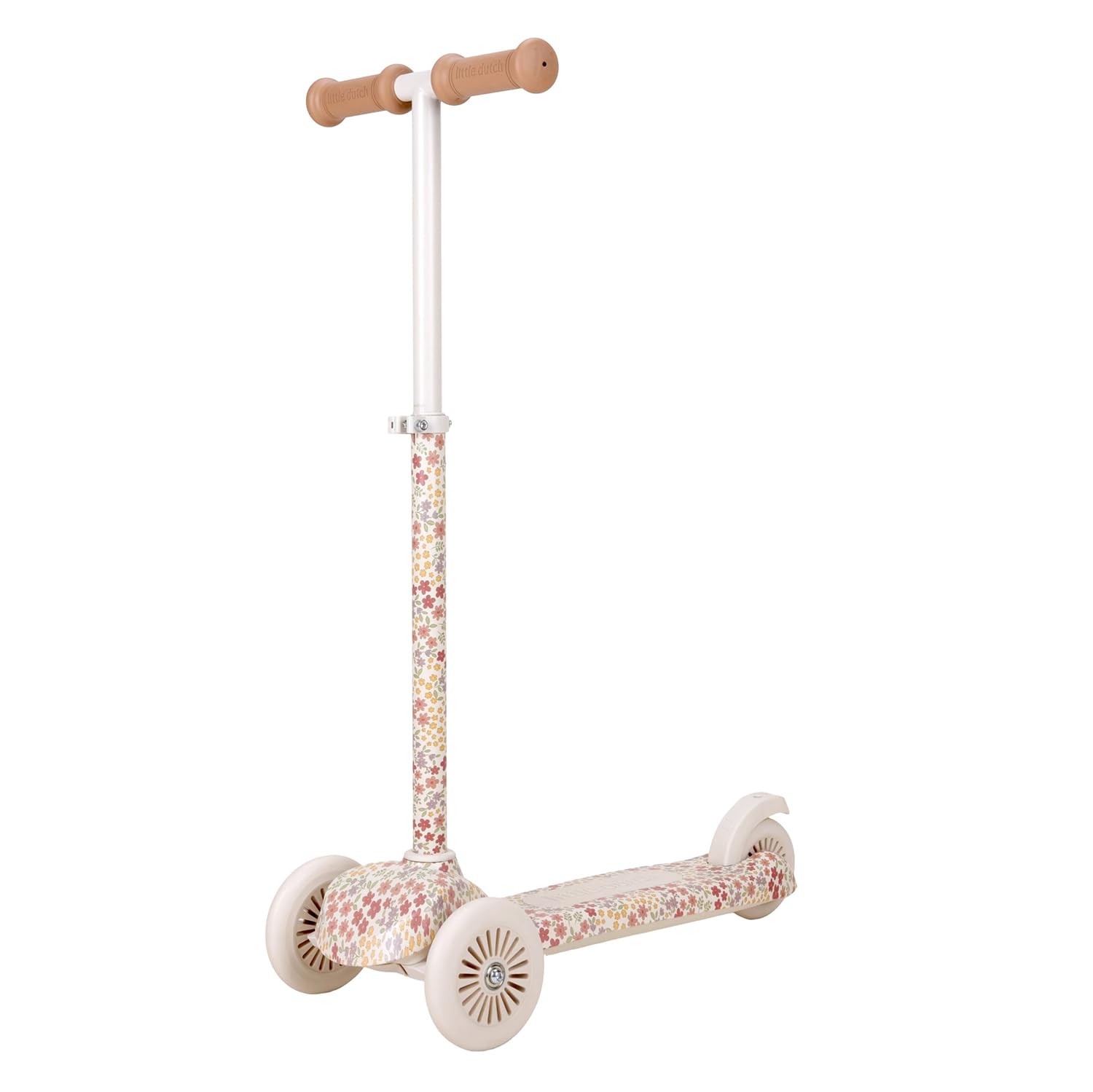 Little Dutch Kinder Scooter - Stabiler Roller - Höhenverstellbarer Cityroller - Sportlicher Kinderroller - Tretroller mit 3 Rädern - für Mädchen von 3-5 Jahre - bis zu 50 kg - Sunny Flower - weiß