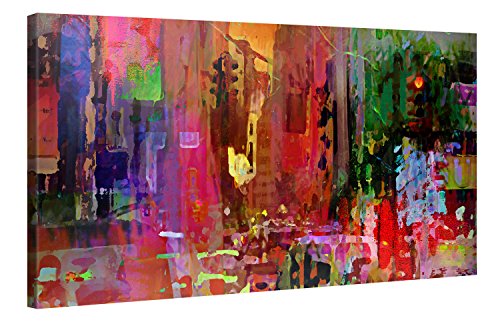 Picanova - Premium Afdruk Op Canvas - Décoration murale Canvas Op Een Houten Cadre moderne en toile de Galerijkunstwerk - Joe Ganech, Big City Life., 100 x 50 cm