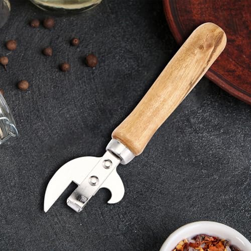 2 Pcs Stainless Steel Side Cut Can Opener, Manual Tin Opener with Ergonomic Wood Handle, Tin Openers That Work, Multi Can Opener for Kitchen, Camping & Emergency Prep Tool - Image 6