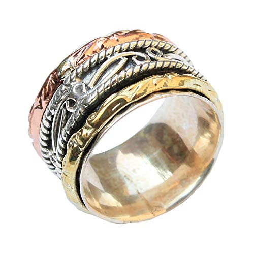 Bague de filage pour femme anti-stress en argent sterling 925 véritable