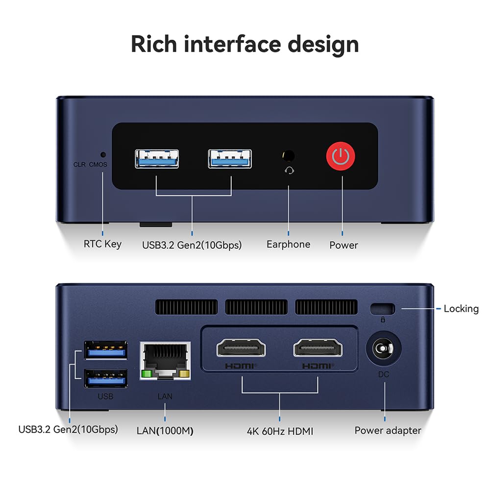 Beelink Mini PC, Intel 12th Gen Alder Lake- N95(bis zu 3.4GHz), 8GB DDR4 RAM 480GB SSD, Mini S12 Desktop Computer 25W TDP, 4K Dual HDMI Display/USB3.2/WiFi 5/BT4.2/RJ45 2.5G