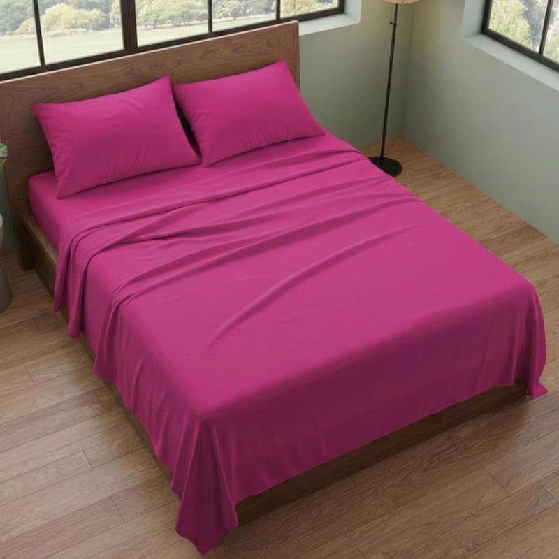 Set Lenzuola Matrimoniale 180x200 Microfibra Fuxia Made in Italy