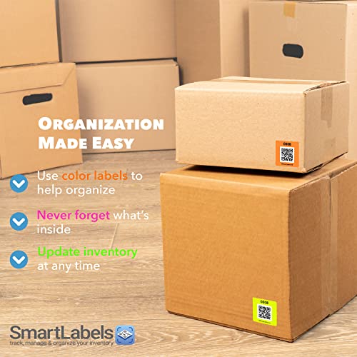 Qr Code Smart Labels | Color Coded Scannable Stickers For Storage Bins, Moving Containers & Organization | Pack And Track Inventory On Ios & Android App | Pack Of 48 (Neon) #TOP3