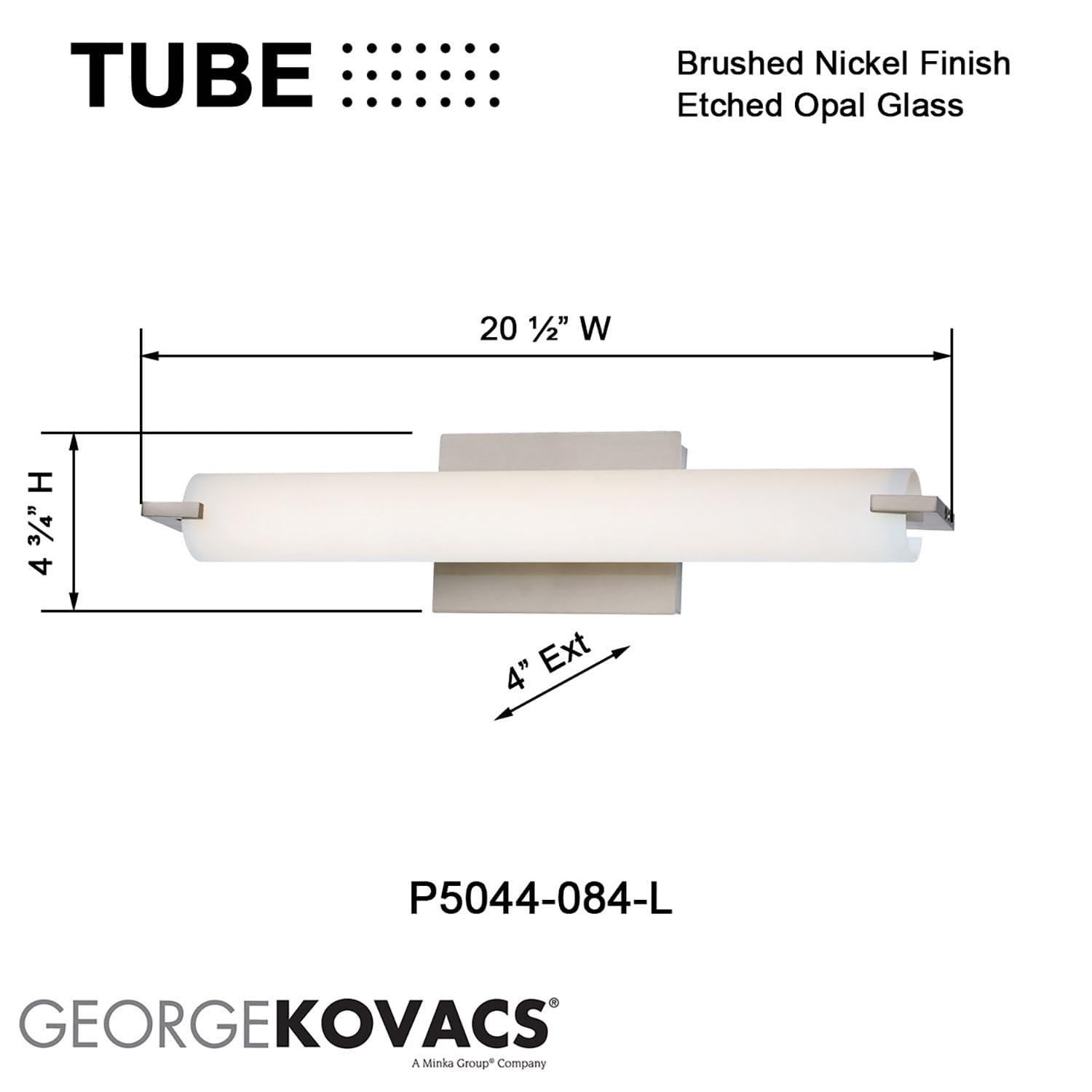 GEORGE KOVACS P5044-084-L Tube LED Vanity Bath Light, 1-Light, 20