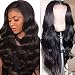 Ucrown Hair Lace Front Wigs Brazilian Body Wave Human Hair Wigs For Black Women 150% Density Pre Plucked with Baby Hair Natural Black (20 inch)