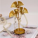 Jewelry Display Holder Ring Holder, Golden Leaf Jewelry Stand Jewelry Tree, Creative Metal Jewelry...